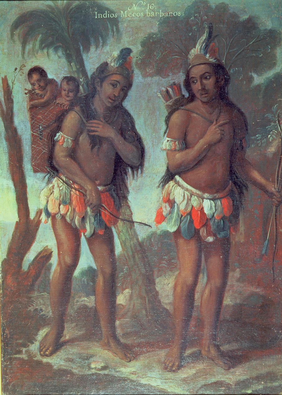 Mexikói indián vadak a „Keresztezett festményekből” (olaj, vászon) alkotó: Spanish School
