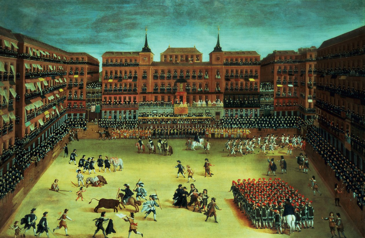 Panoráma egy fiesztáról a madridi Plaza Mayorban alkotó: Spanish School