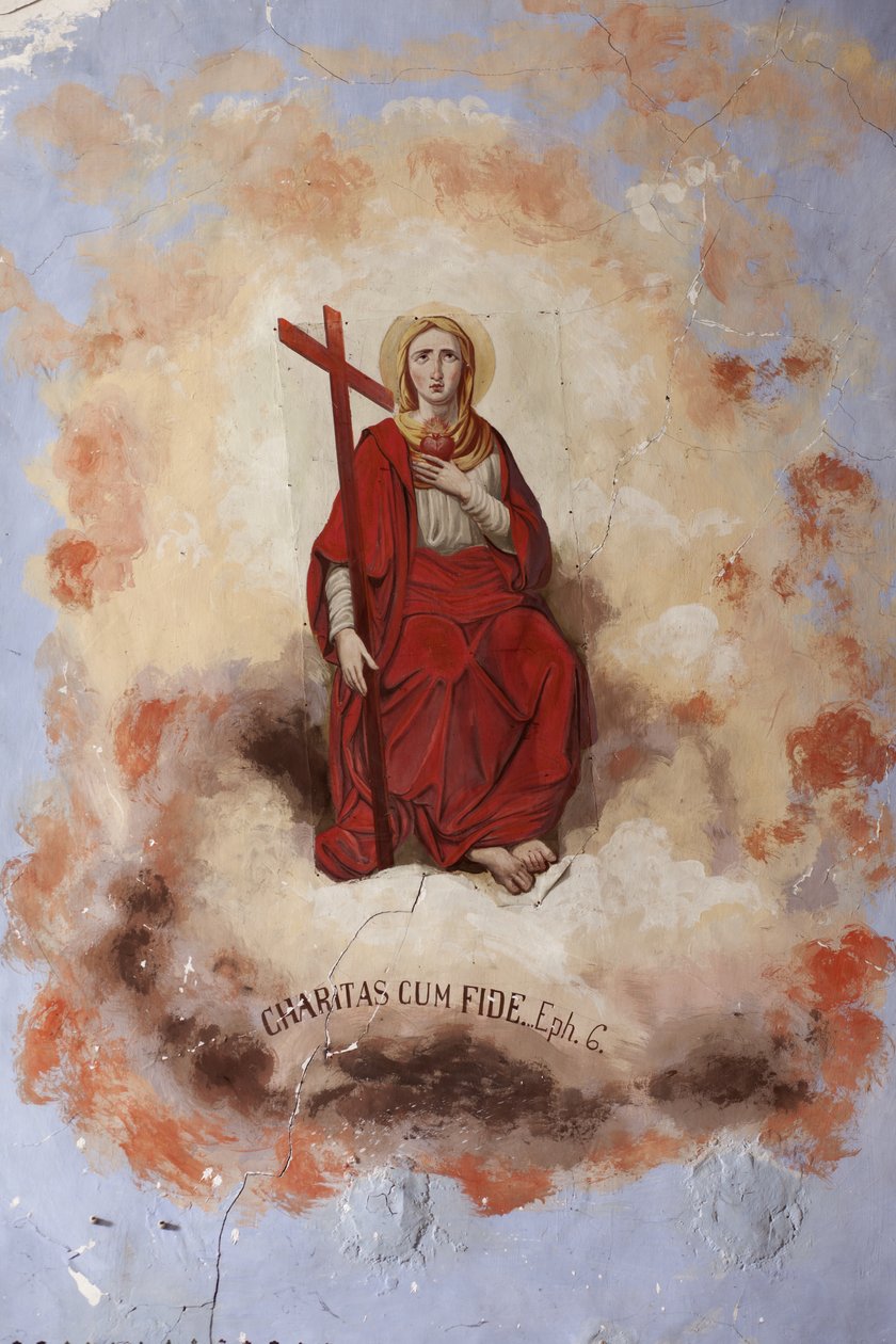 Conques plébániatemplom, Sant Miquel de Conques temploma. belső A hajó. A boltívek. Részlet. J Oromí falfestményei. 1881. Barokk. alkotó: Spanish School