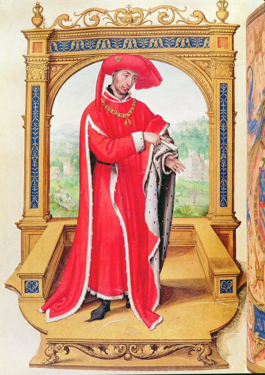 Jó Fülöp (1396-1467) Burgundia hercege, az Aranygyapjú Rend alapítója, a Statuts de la Toison dOrból alkotó: Spanish School