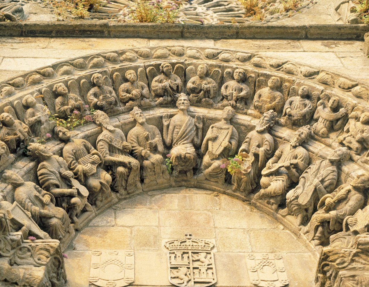 A San Martin templom portáltimpanonja, Noia (részlet) alkotó: Spanish School