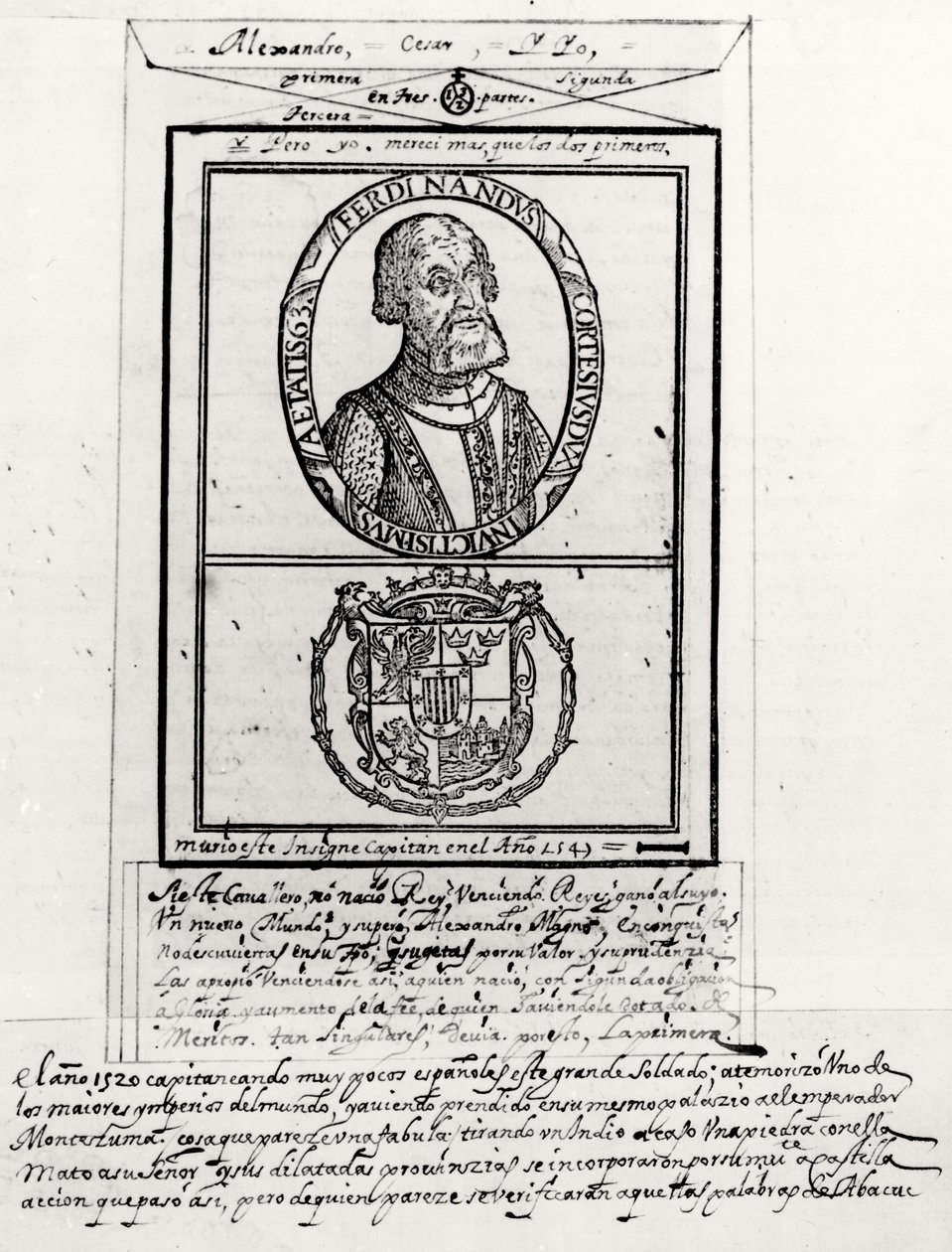 Hernando Cortes (1485-1547) és karjai portréja alkotó: Spanish School