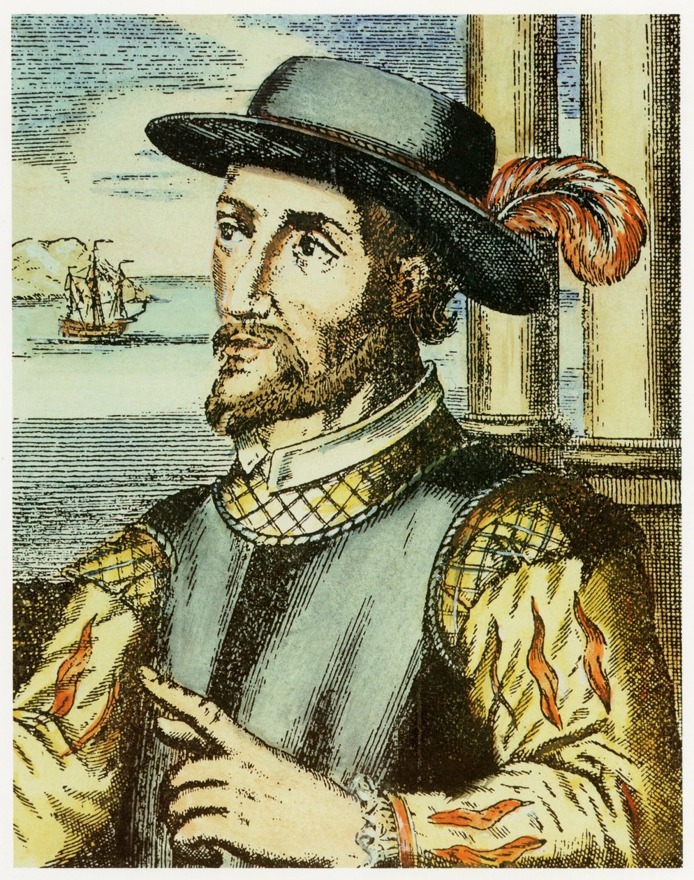 Juan Ponce de Leon (1474 – 1521) portréja (kézzel színezett metszet). alkotó: Spanish School