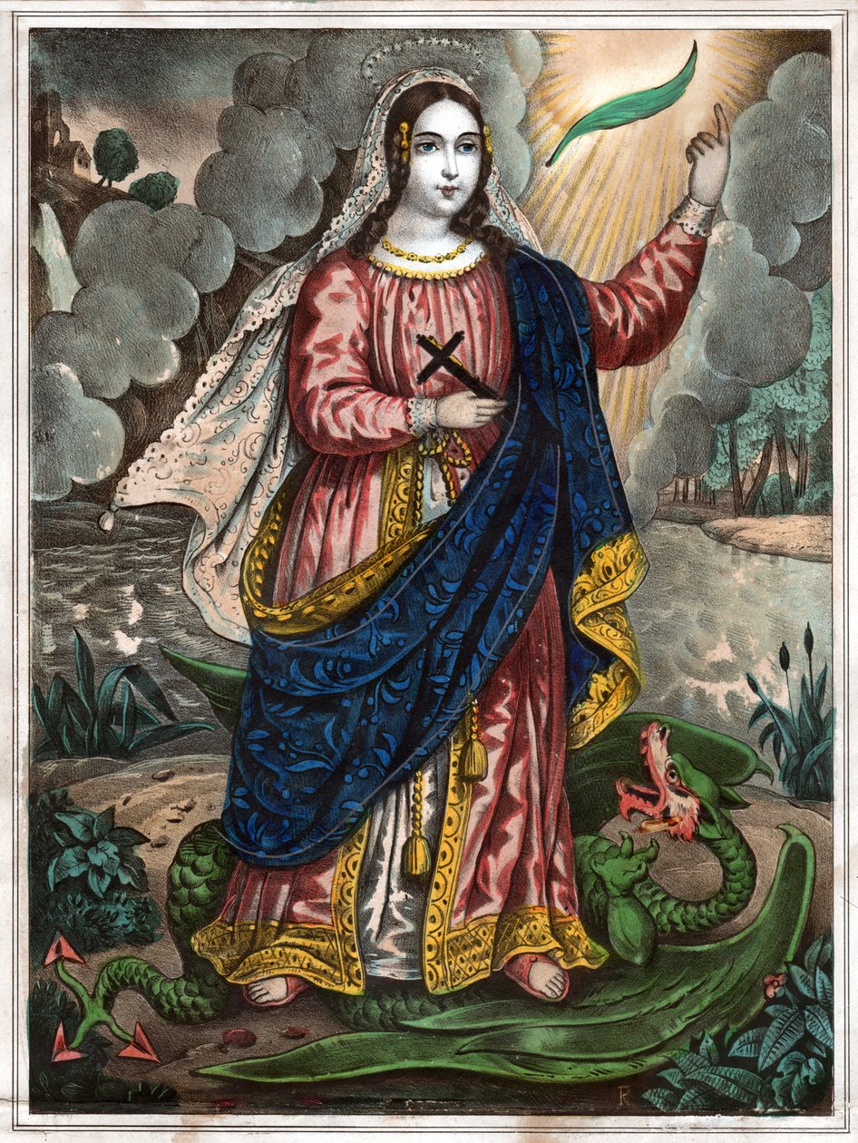 Antiochiai Szent Margit. (metszet, 1830 körül) alkotó: Spanish School