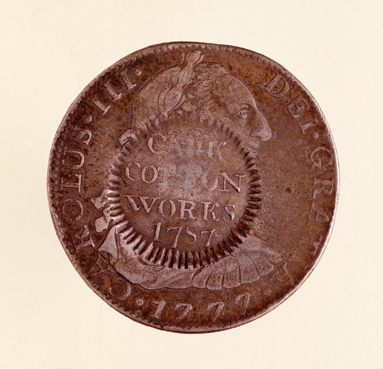 Ezüst érme (8 real) Spanyolországból: III. Károly uralkodása (1759-1788). 1777 1787-es ellenjelzéssel. Átm. 3,9 cm Nápoly, museo archeologico alkotó: Spanish School