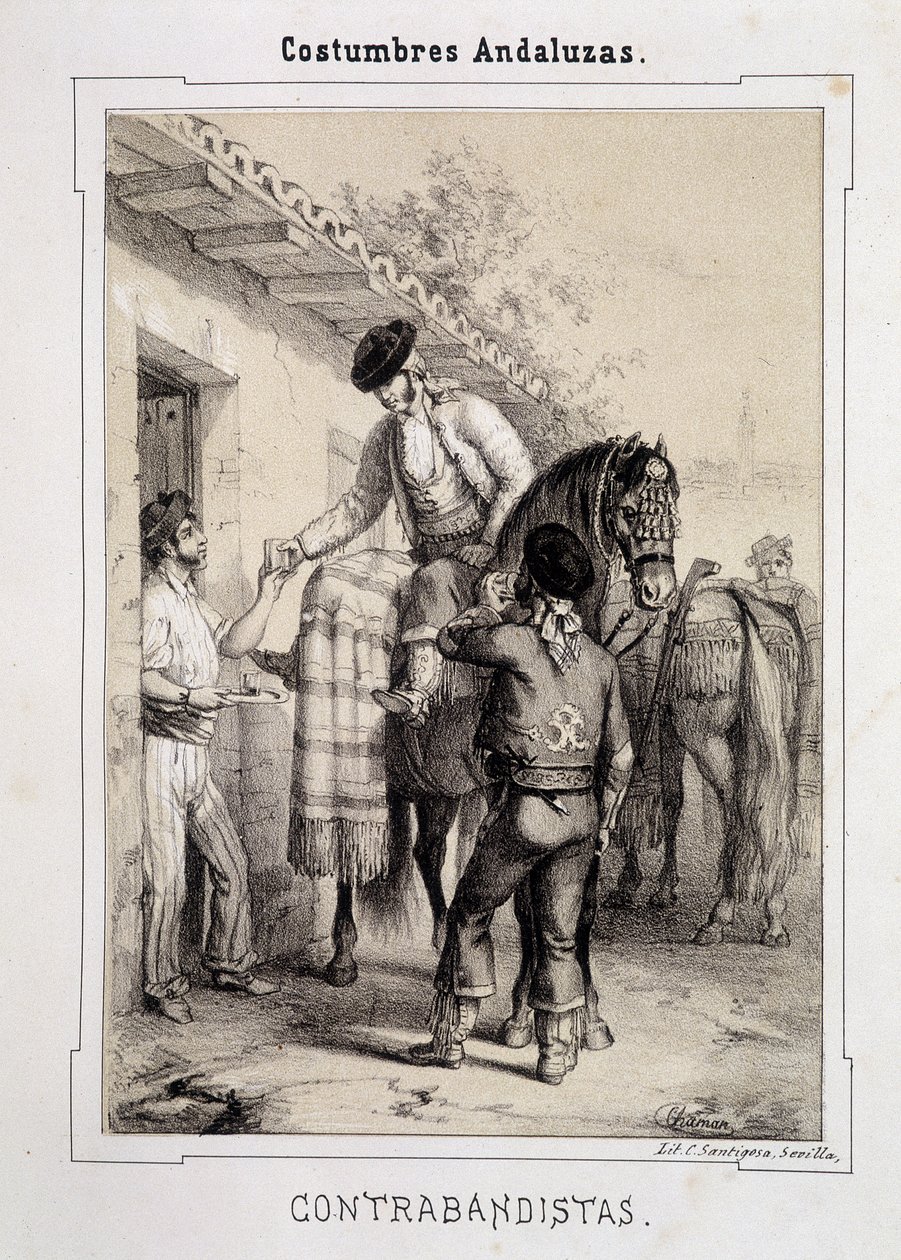 Csempészek, „Andalúz jelmezek”, D Antonio Chaman alkotó: Spanish School