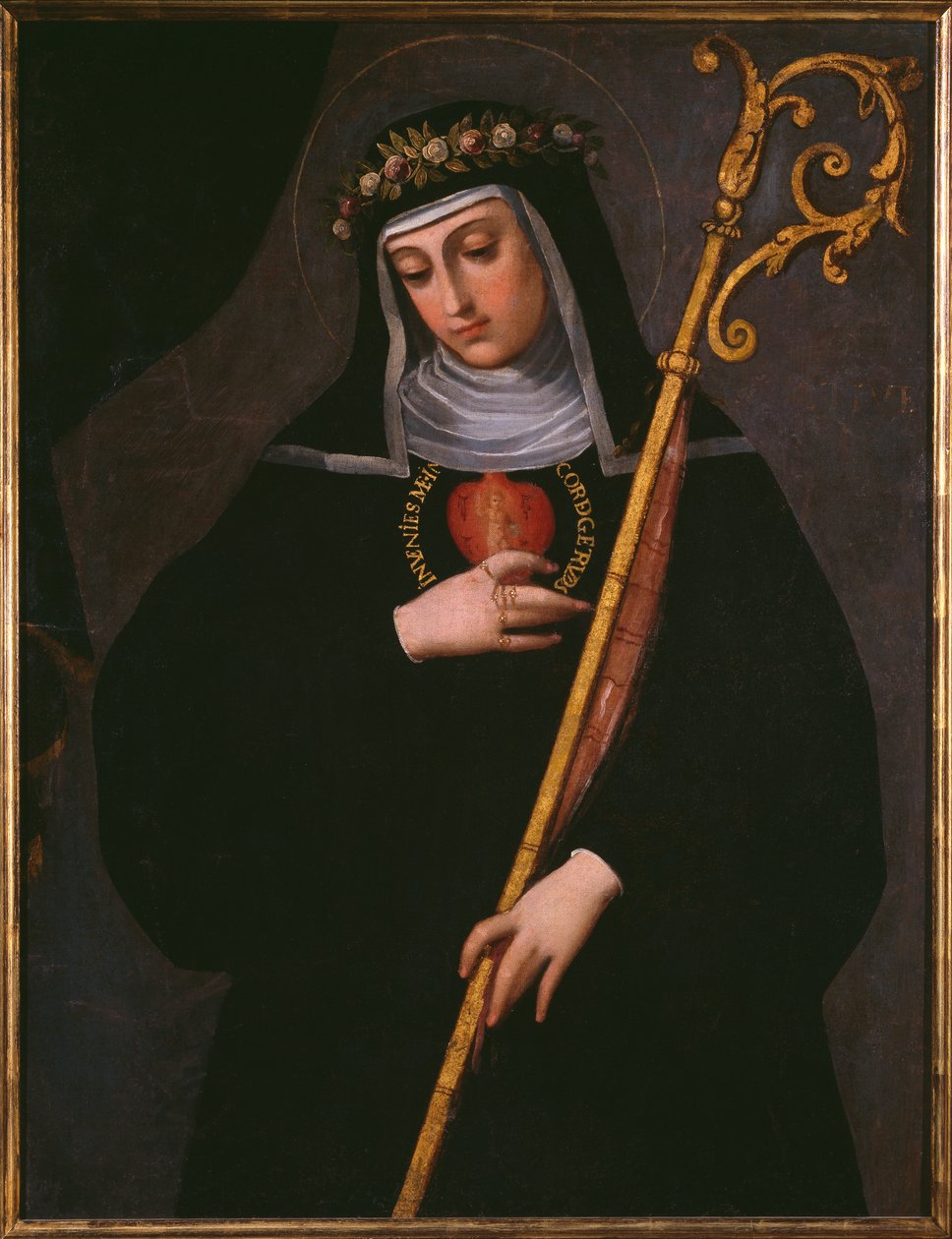 Jézus szent szívét hordozó Nagy Szent Gertrúd alkotó: Spanish School
