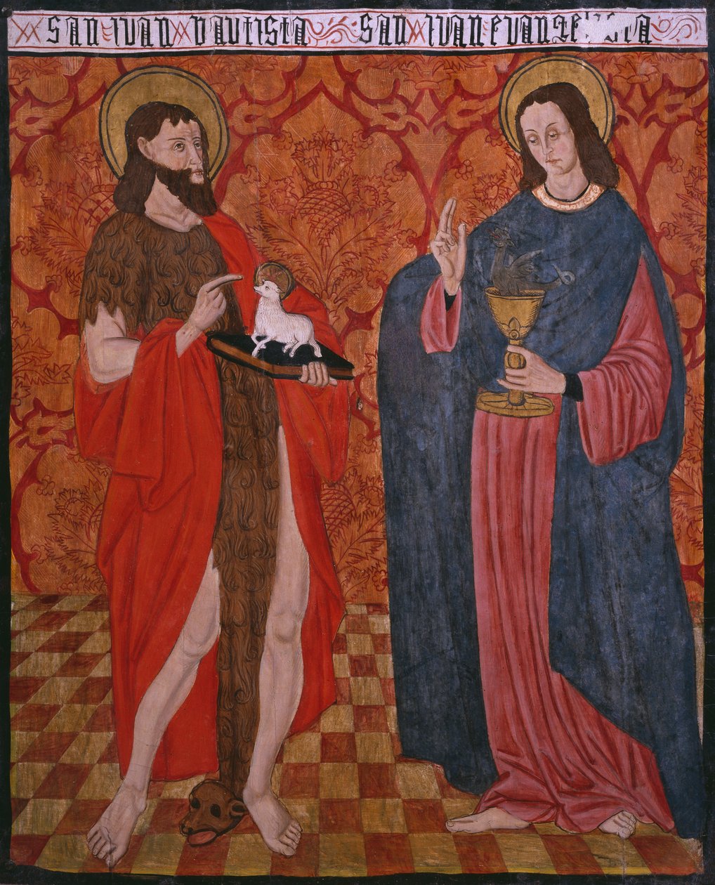 Keresztelő Szent János és Szent János evangélista tábla a Torturai San Andres templomból, 15. század vége – 16. század eleje (festett fa) alkotó: Spanish School