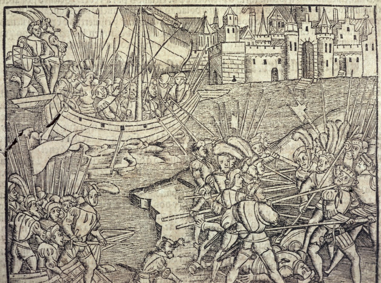 Peru meghódítása, illusztráció: Francisco Lopez de Gomara (sz. 1510) „Az India és az Újvilág általános története” című művéből, 1554 (metszet) alkotó: Spanish School