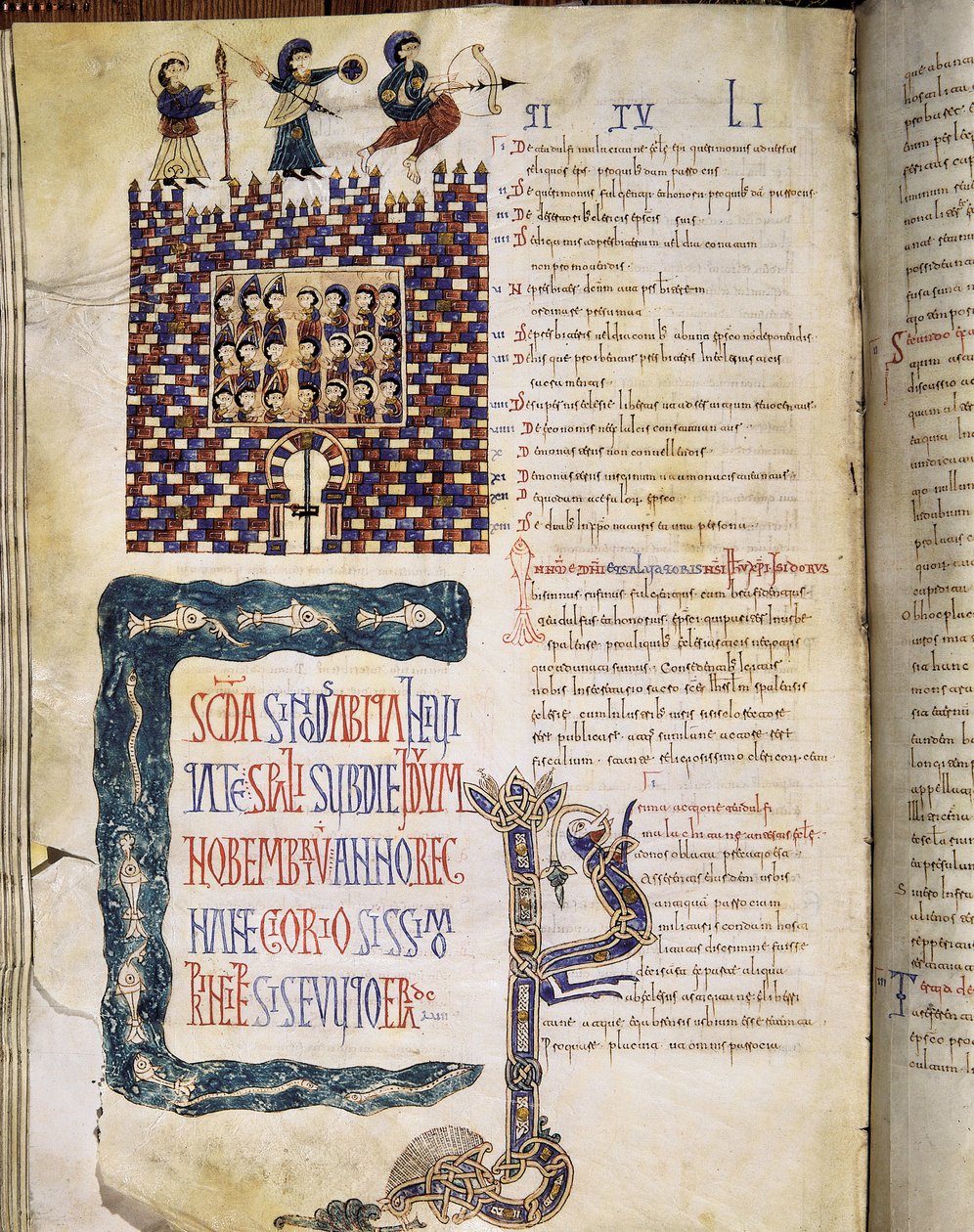 A II. Hispalense-i Zsinat 619-ben, oldal a Glosas Emilianensesből, 992-994 (világított kézirat) alkotó: Spanish School