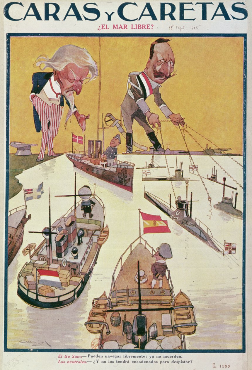 A császár és Sam bácsi az első világháború idején, 1915-ben alkotó: Spanish School