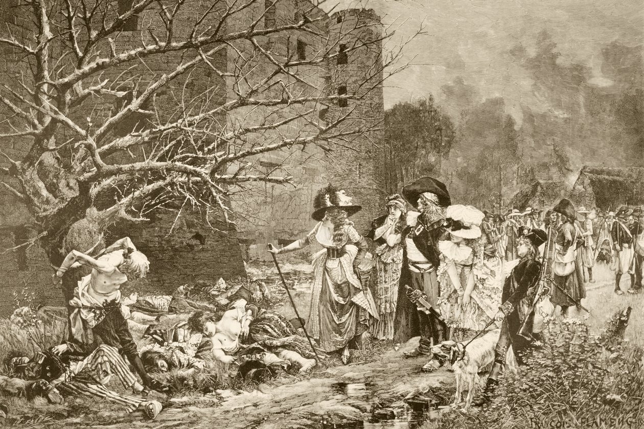 A franciaországi Machecoul-i mészárlás a francia forradalom idején, Francois Flameng festménye után, az „Album Artistico”-ból, megjelent 1890 körül (litho) alkotó: Spanish School