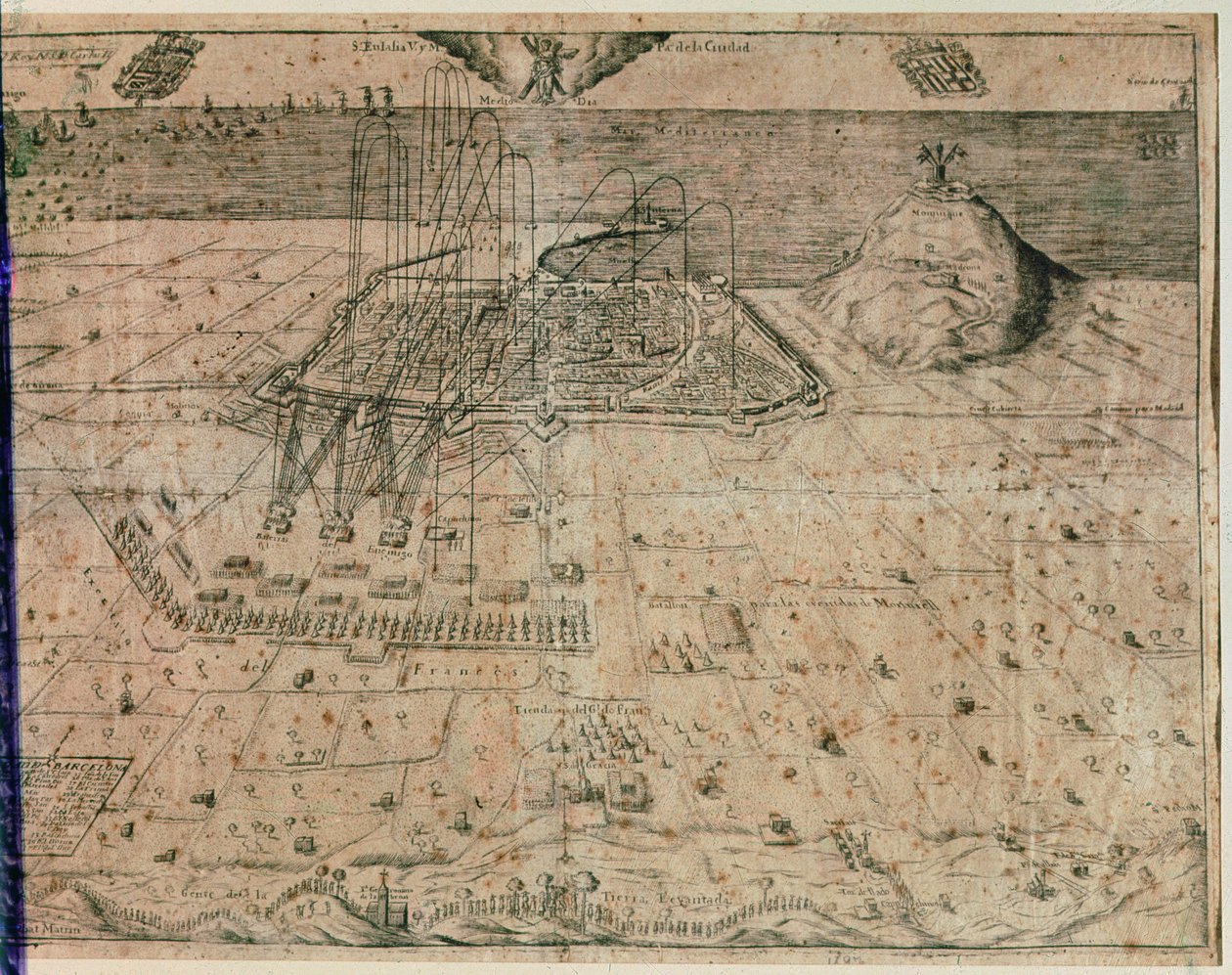 Barcelona városának ostroma IV. Fülöp király csapatai által az 1640-52-es kaszási háború során (metszet) alkotó: Spanish School