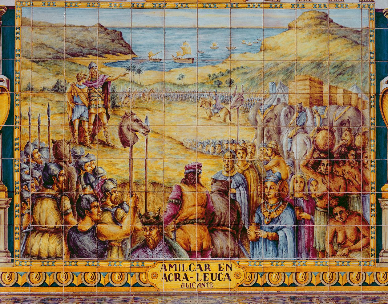 Hamilcar és fia, Hannibal kiszállását ábrázoló csempék Akra Leuce-ban az első pun háború idején (i.e. 264-241) (kerámia) alkotó: Spanish School