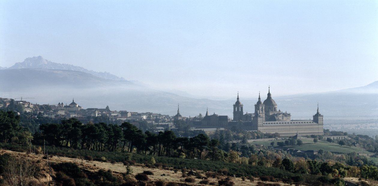 Kilátás a San Lorenzo de El Escorial kolostorra alkotó: Spanish School
