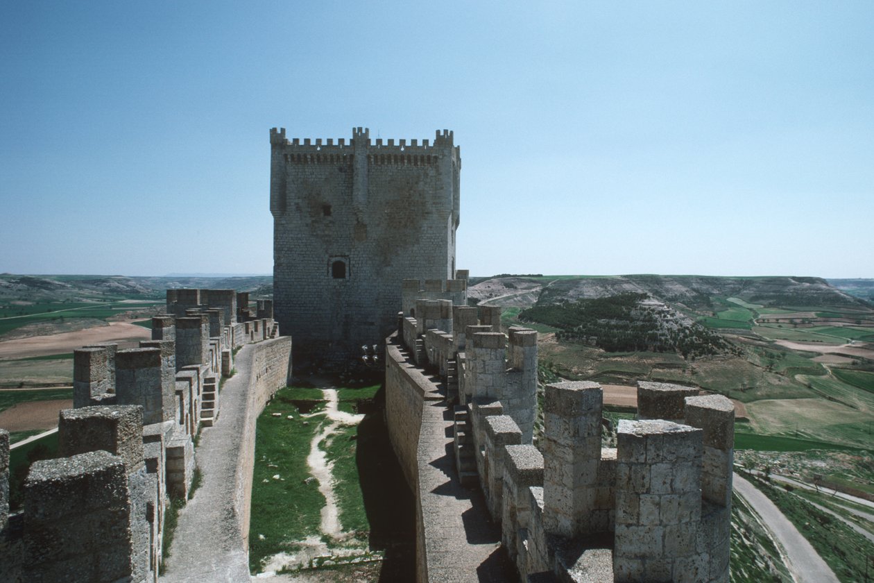 Kilátás a várfalakra és a várra alkotó: Spanish School