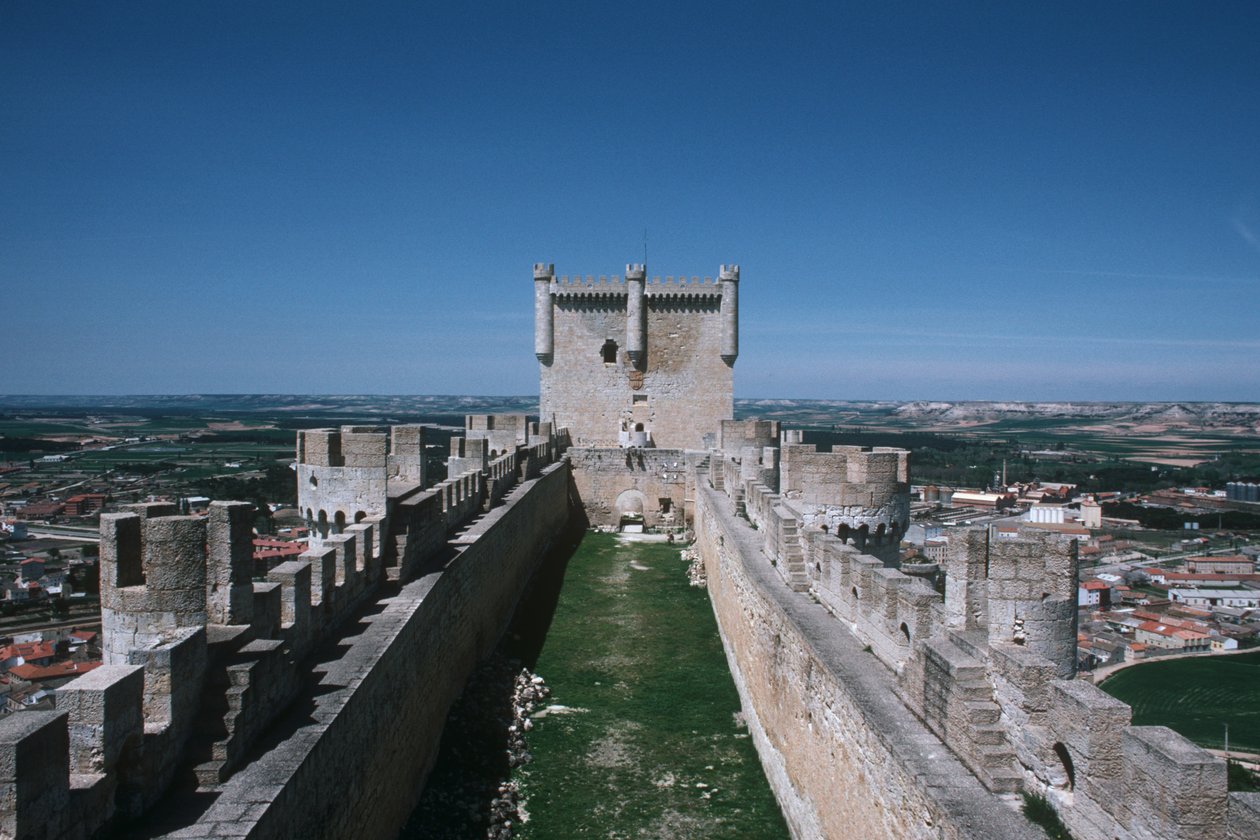 Kilátás a várfalakra és a várra alkotó: Spanish School
