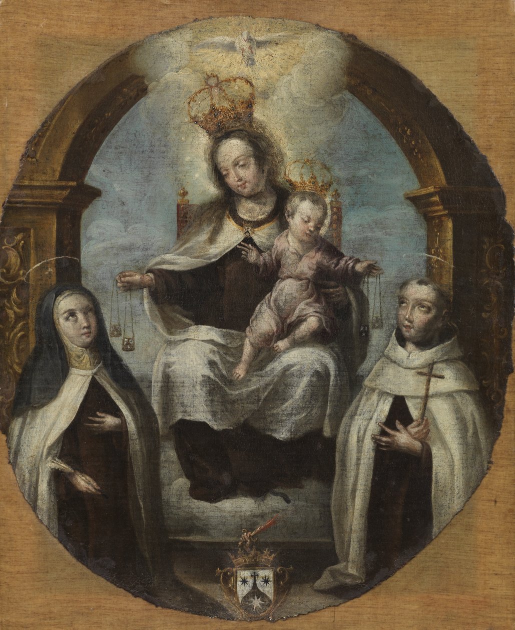 Szűz és gyermek Saint Claire és Szent Domonkos között, 1700 körül alkotó: Spanish School