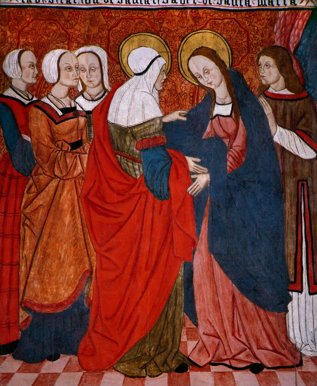 Látogatás, tabló a San Andres of Tortura templomból, 15. század vége-16. század eleje (festett fa) alkotó: Spanish School