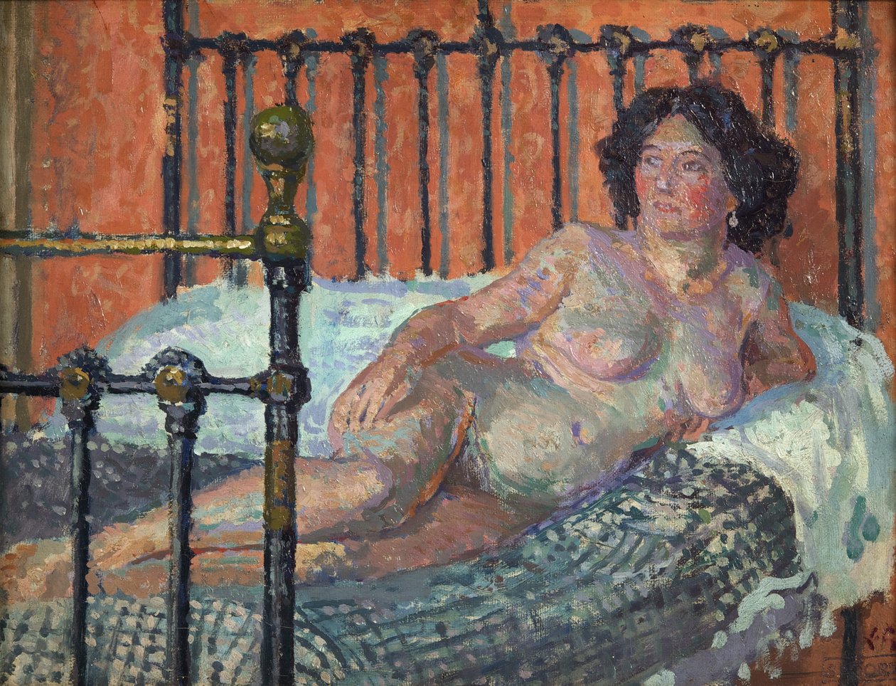 Akt az ágyon c. 1910 (olaj, vászon) alkotó: Spencer Frederick Gore
