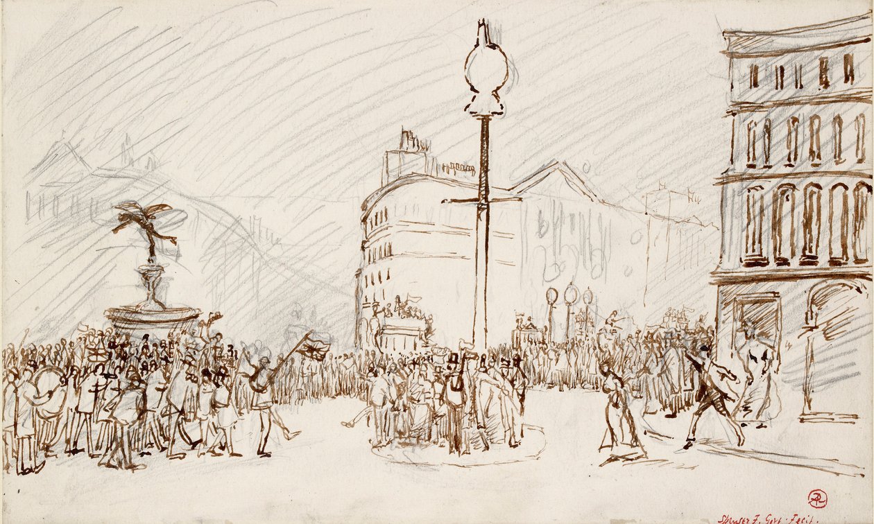 Street Scene-Piccadilly Circus, 1900-as évek alkotó: Spencer Gore