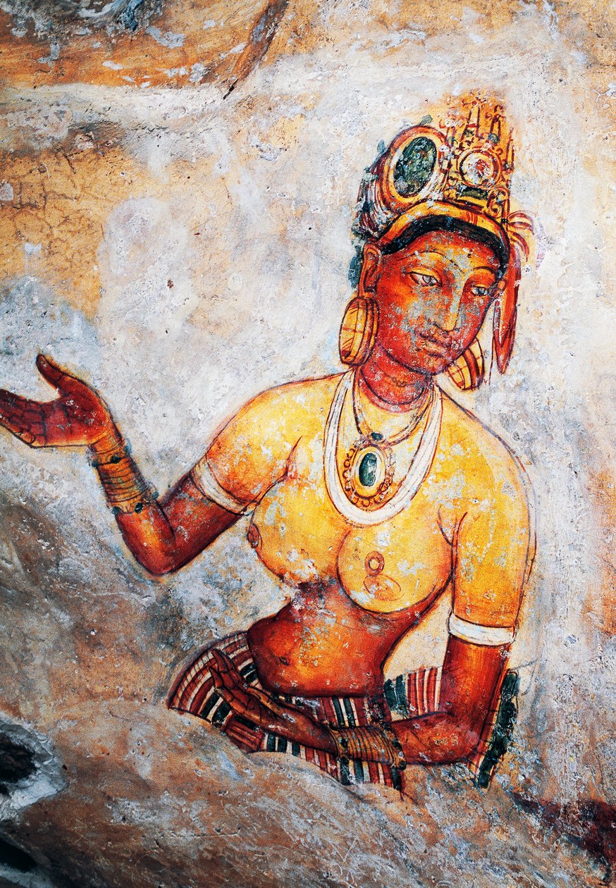 Maidens of Sigiriya, freskó, Sigiriya régészeti lelőhely (Unesco Világörökségi Lista alkotó: Sri Lankan School