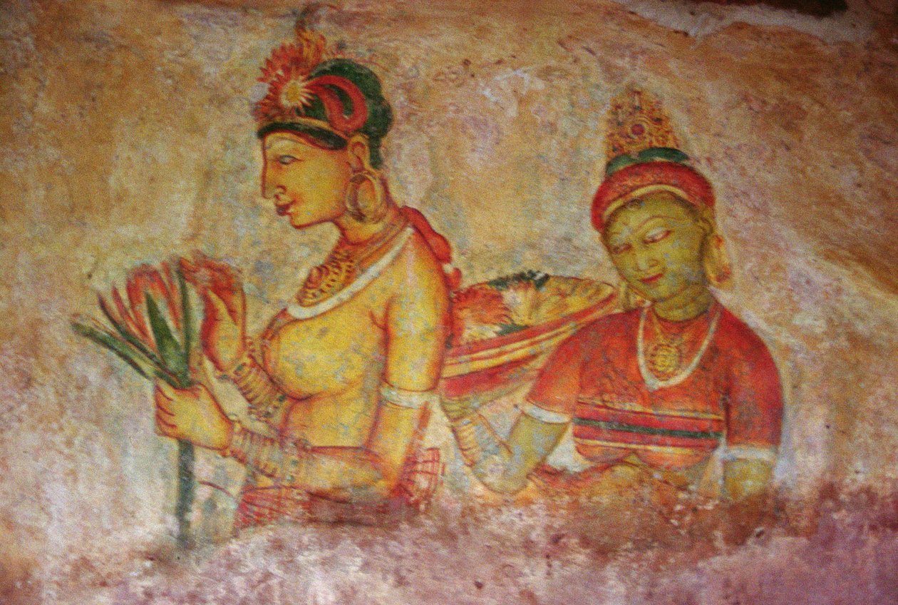 Felhőlányok, a sziklaerődből (részlet) alkotó: Sri Lankan School