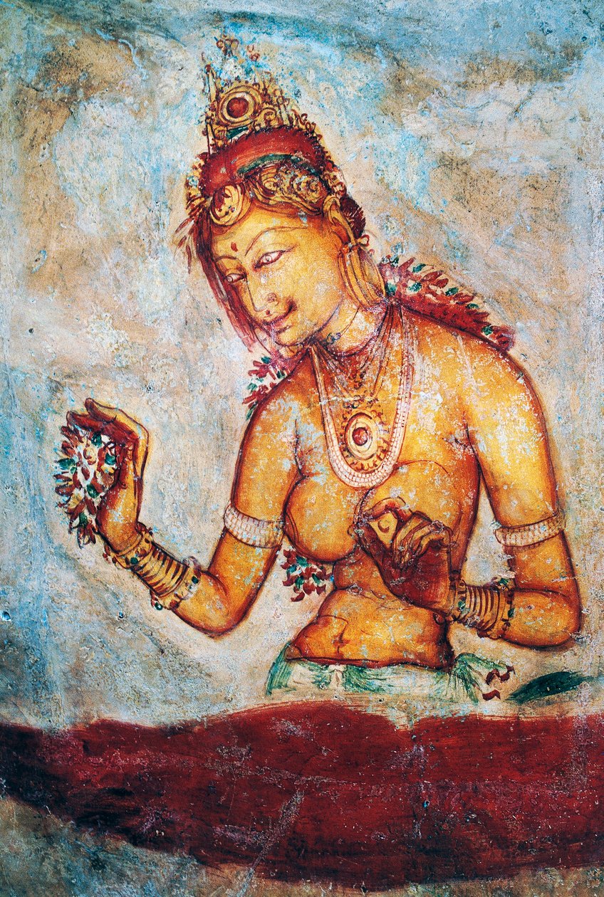 Sigiriya lányai, freskó, Sigiriya régészeti lelőhely (UNESCO Világörökségi Lista alkotó: Sri Lankan School