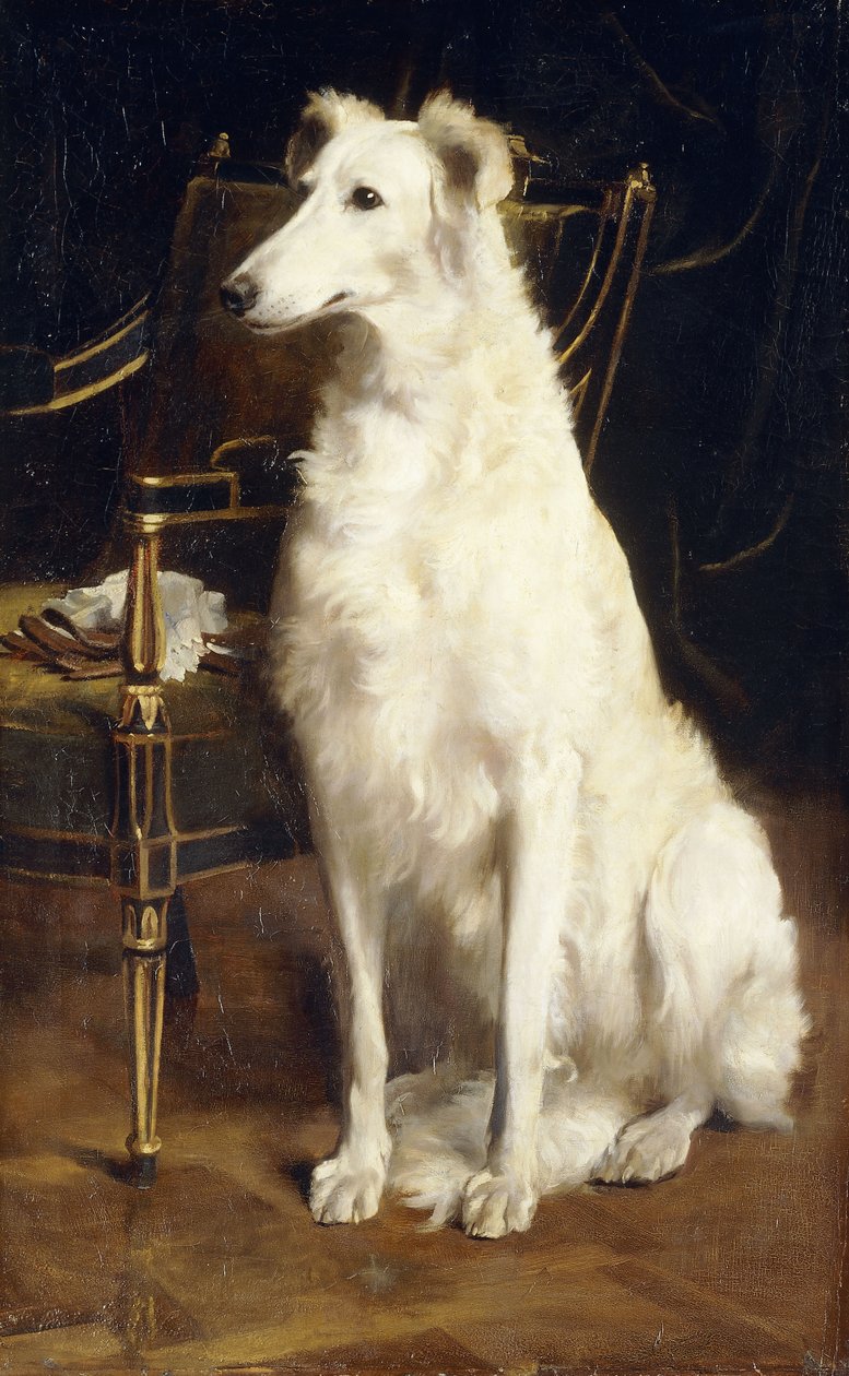 Borzoi szék mellett alkotó: St. George Hare