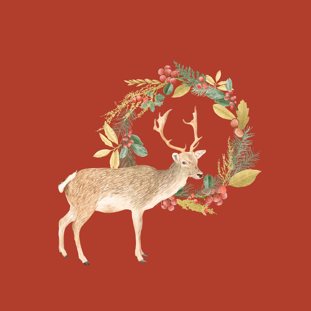 Holiday Deer, 2021 (grafitceruza és digitális) alkotó: Stacy Hsu