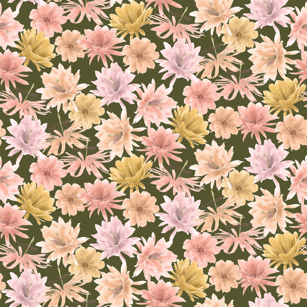 Mojave Desert Blooms minta, 2021 (grafitceruza és digitális) alkotó: Stacy Hsu
