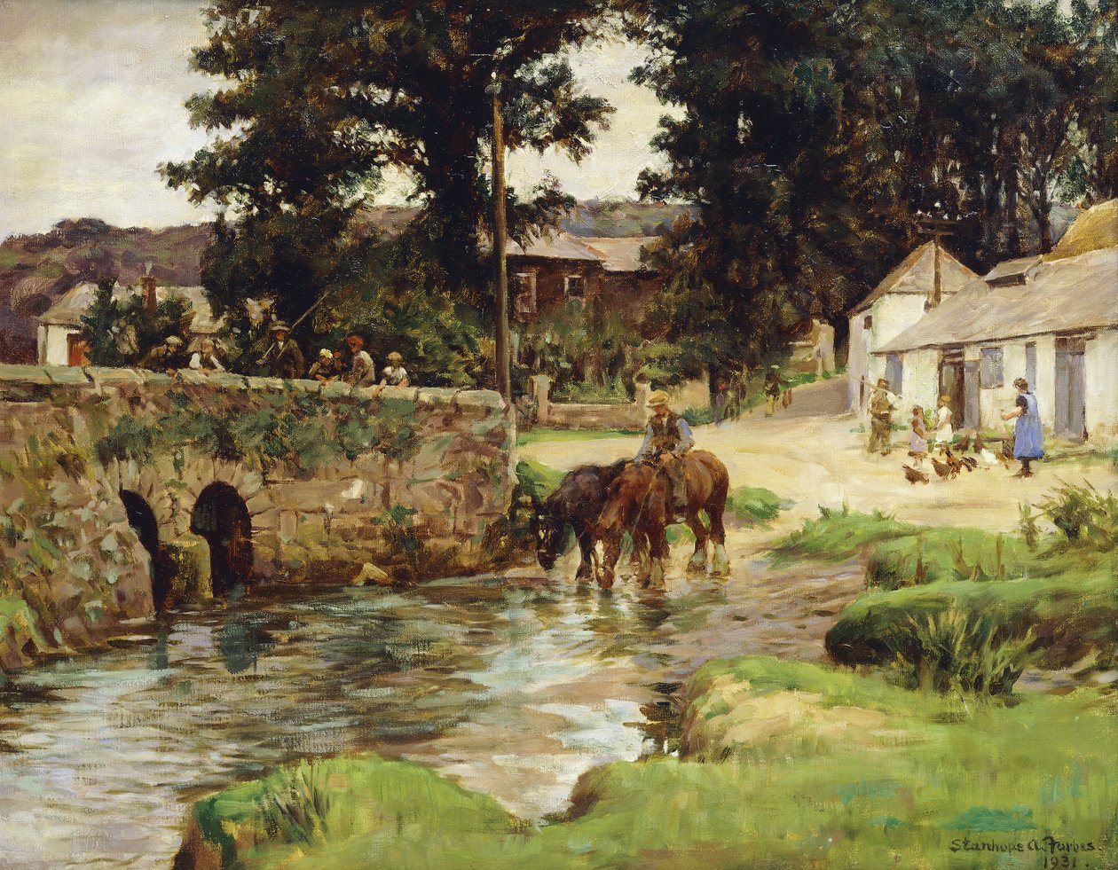 A lovak itatása a falupatakban alkotó: Stanhope Alexander Forbes