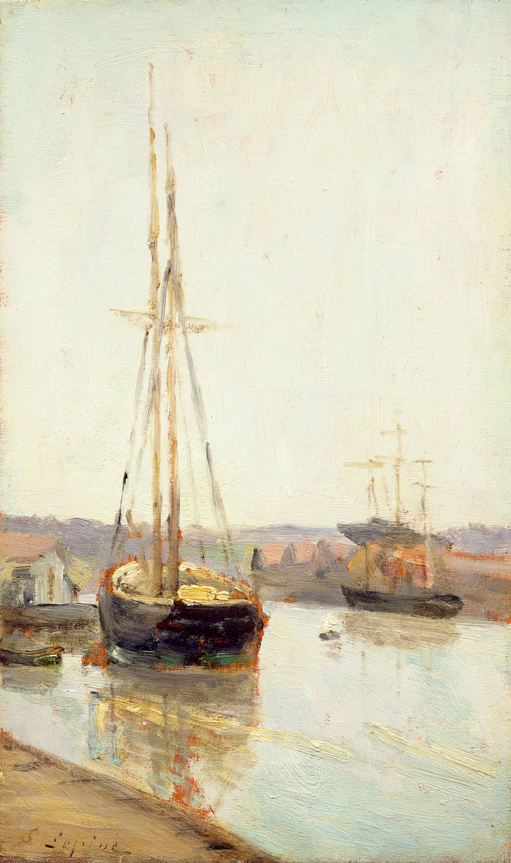 Csónakok a csatornán (olaj, fa) alkotó: Stanislas Victor Edouard Lepine