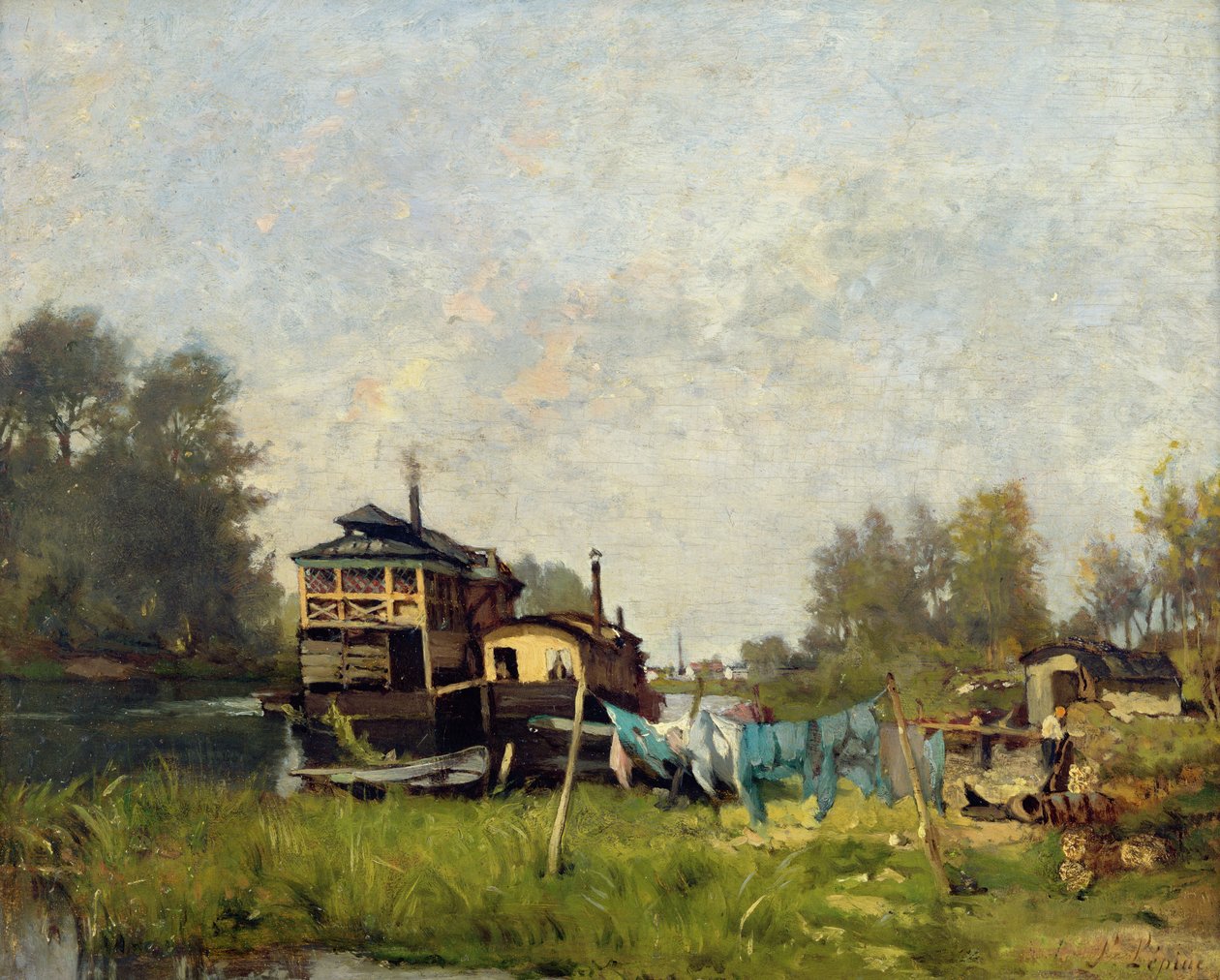 Mosodahajó a Szajnán alkotó: Stanislas Victor Edouard Lepine