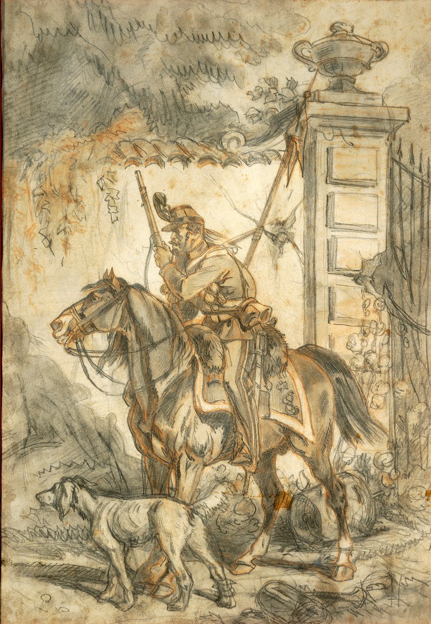 Lancers on járőr, illusztráció: Stanislao Grimaldi del Poggetto alkotó: Stanislas Grimaldi del Poggetto