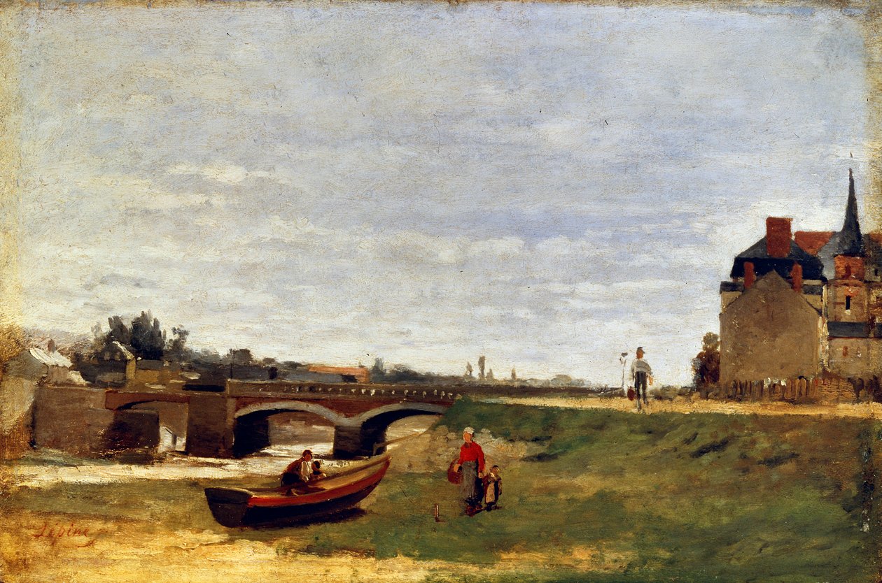 Táj híddal, 1870-es évek eleje alkotó: Stanislas Lepine