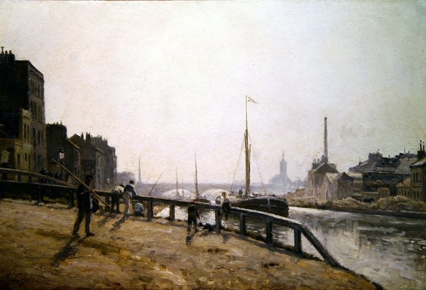 Csatornajelenet (olaj, vászon) alkotó: Stanislas Victor Edouard Lepine