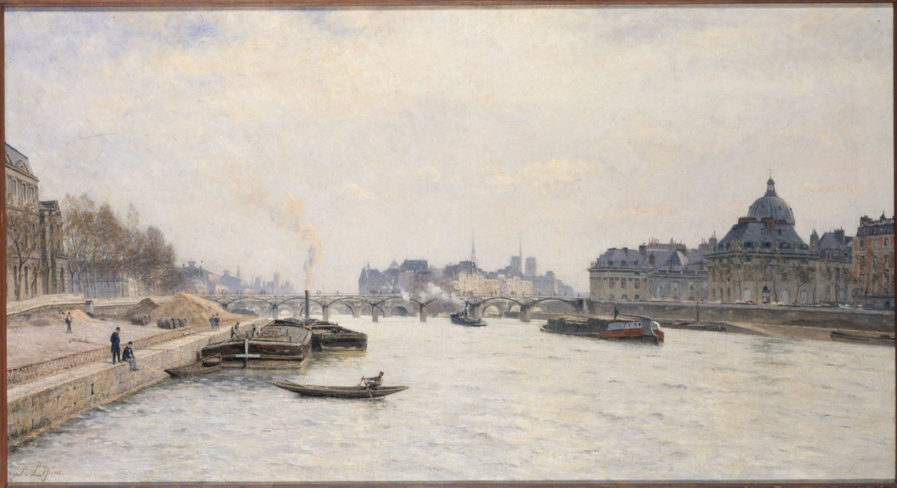 A Pont des Arts, kilátás a Pont Royalról, 1884 körül (olaj) alkotó: Stanislas Victor Edouard Lepine