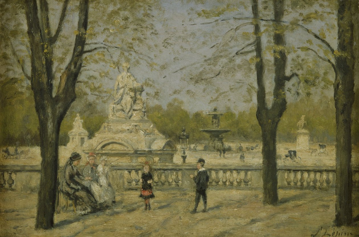 Place de la Concorde, kilátás a Tuileriák teraszáról, 1880 körül (olaj, fa) alkotó: Stanislas Victor Edouard Lepine