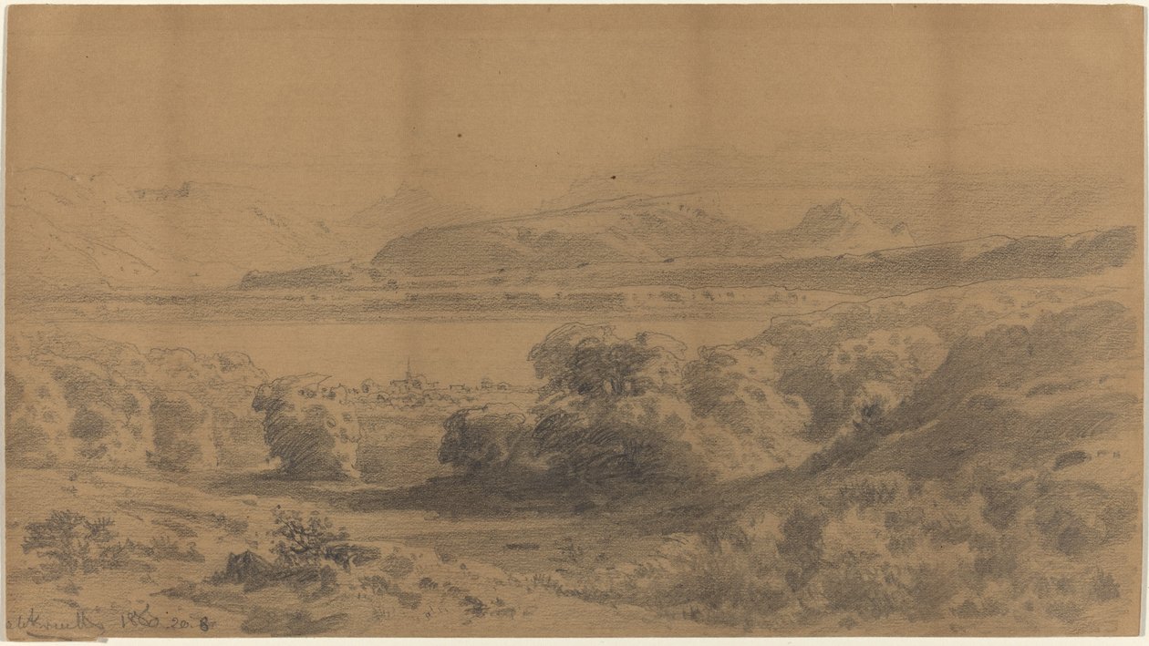 Panoráma a hegyi tavon alkotó: Stanislaus Graf von Kalckreuth