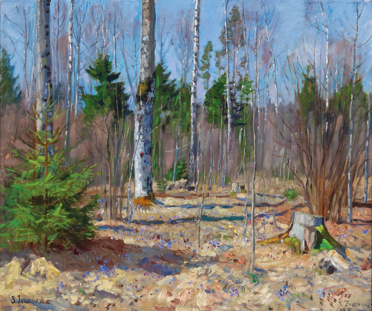 Tavaszi nap az erdő szélén alkotó: Stanislav Zhukovsky