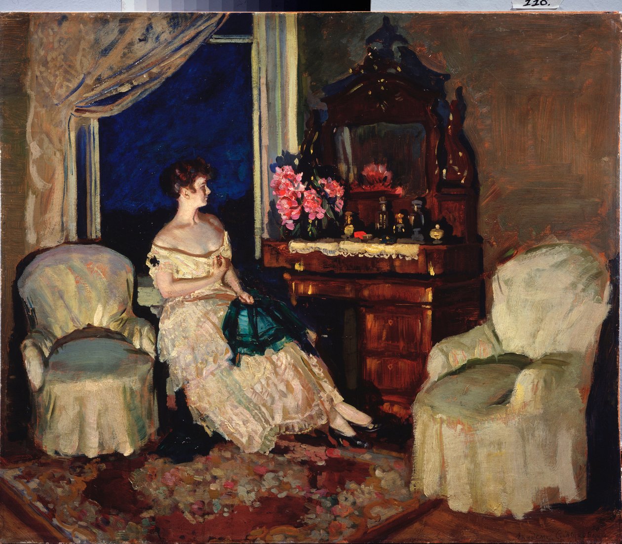 A szobában - Sztanyiszlav Julianovics Zsukovszkij (Zsukovszkij) festménye (1873-1944), olaj, vászon alkotó: Stanislav Joulianovitch Joukovski
