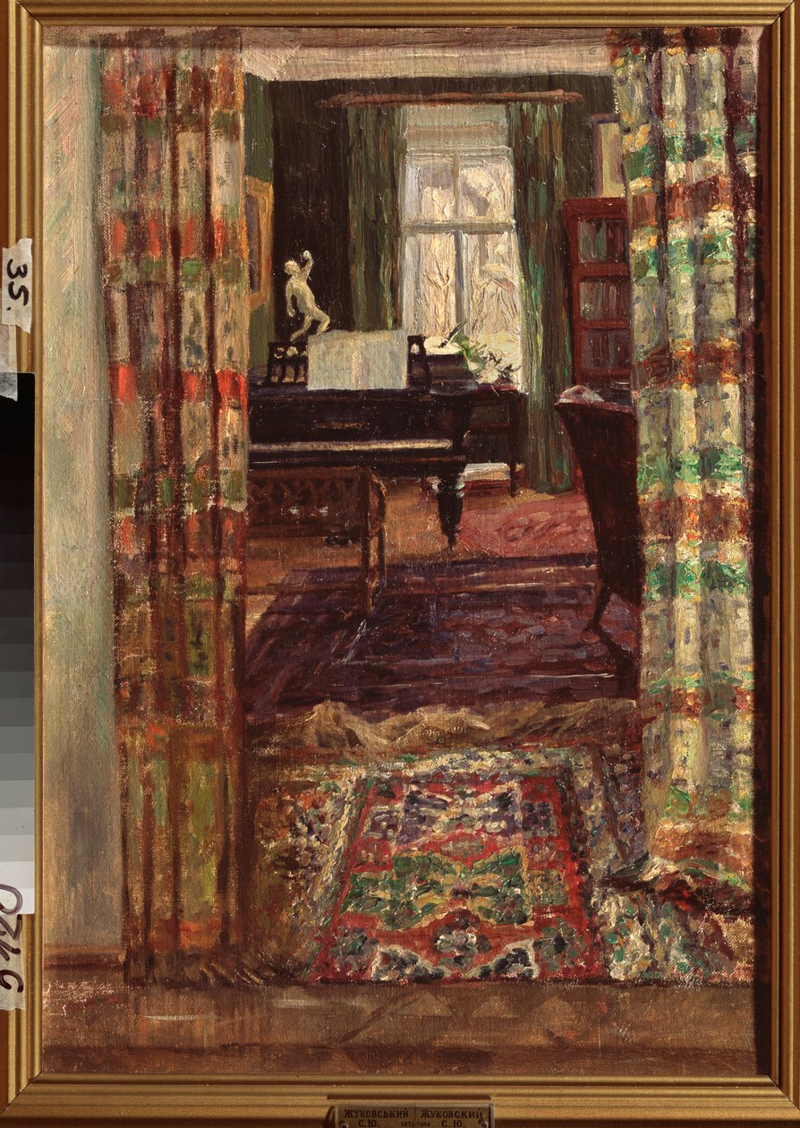 Belső zongorával. Sztanyiszlav Julianovics Zsukovszkij (Zsukovszkij) (1873-1944) festménye, olaj, vászon alkotó: Stanislav Joulianovitch Joukovski