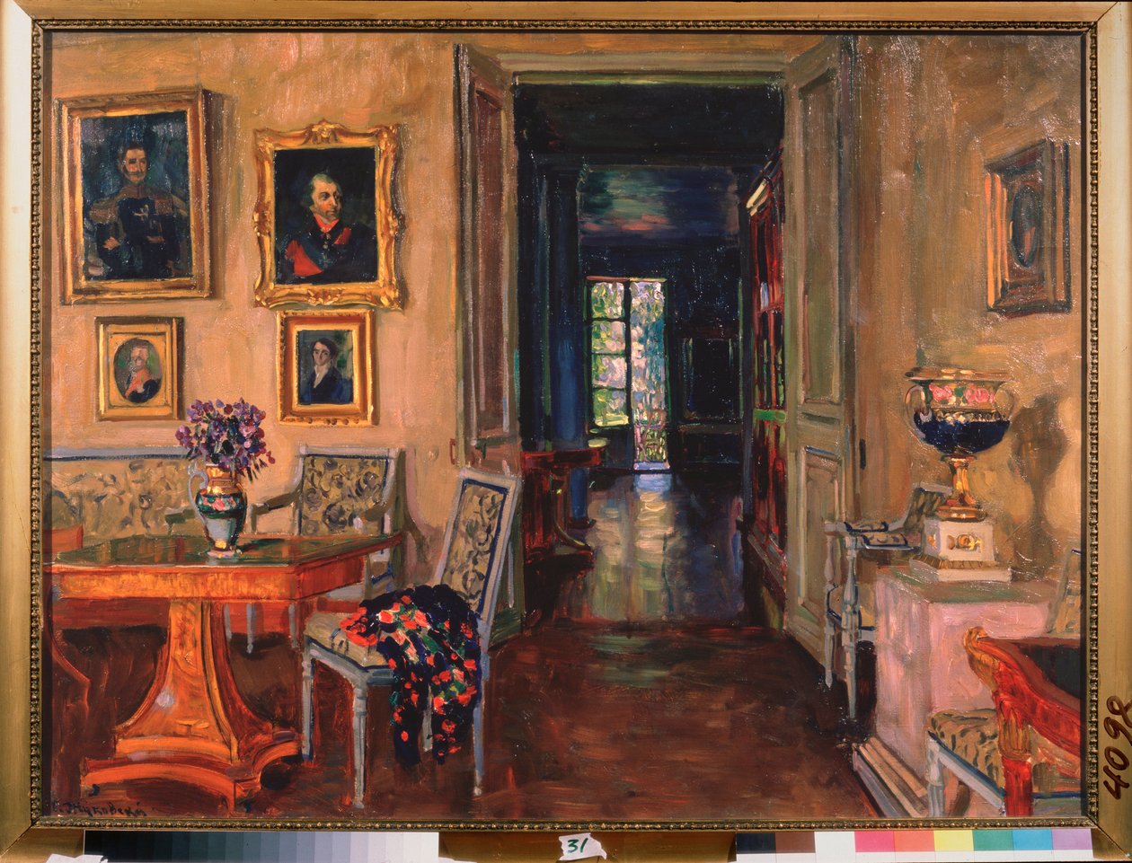 A brassói kastély belseje. Sztanyiszlav Julianovics Zsukovszkij (Zsukovszkij) (1873-1944) festménye, olaj, vászon alkotó: Stanislav Joulianovitch Joukovski