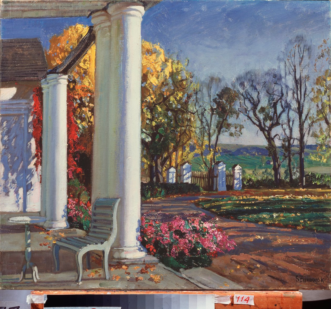 Őszi reggel. Sztanyiszlav Julianovics Zsukovszkij (Zsukovszkij) (1873-1944) festménye, olaj, vászon, 1920 körül. Orosz művészet, XX. század, szecesszió, modernizmus. Állami Művészeti Múzeum, Dnyiporpetrovszk (Ukrajna). alkotó: Stanislav Joulianovitch Joukovski