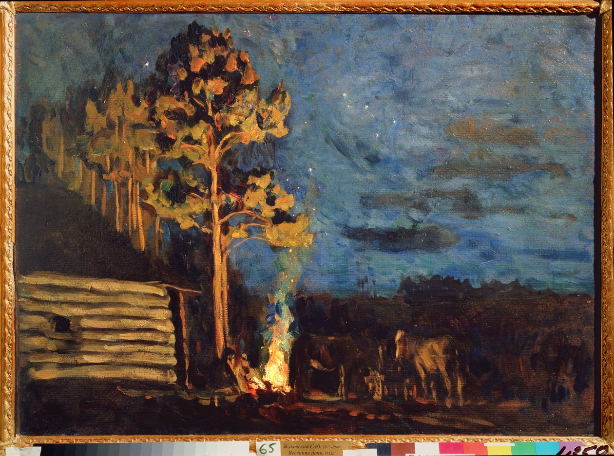 Tavaszi éjszaka. Sztanyiszlav Julianovics Joukovski (Zsukovszkij) (1873-1944) munkája, olaj, karton alkotó: Stanislav Joulianovitch Joukovski