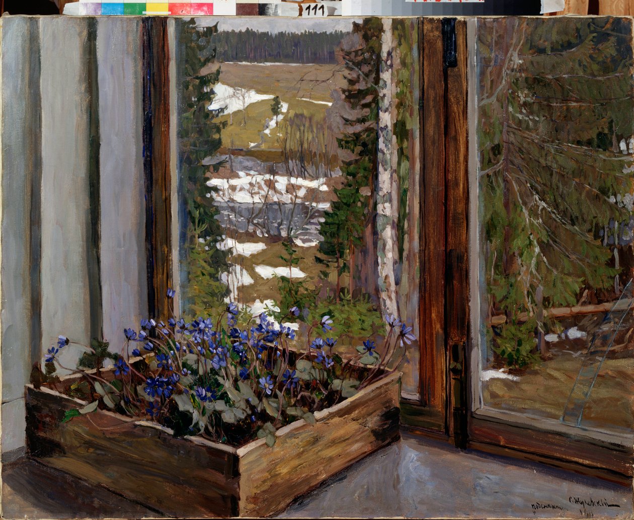 Hóvirág (hóvirág). Sztanyiszlav Julianovics Zsukovszkij (Zsukovszkij) (1873-1944) festménye, olaj, vászon alkotó: Stanislav Joulianovitch Joukovski