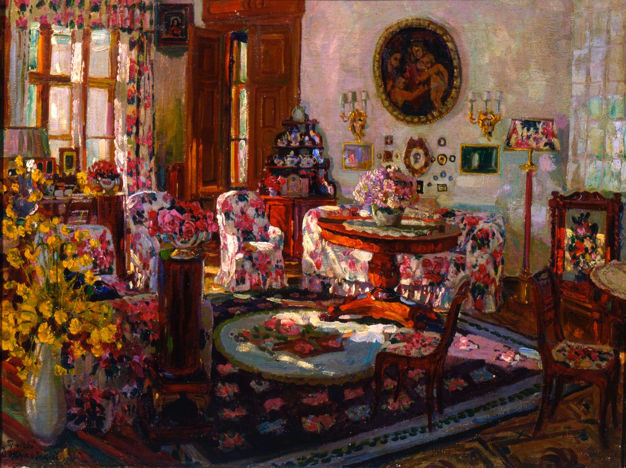 Belső a brassói kastélyban, 1912. alkotó: Stanislav Julianovic Zukovskij