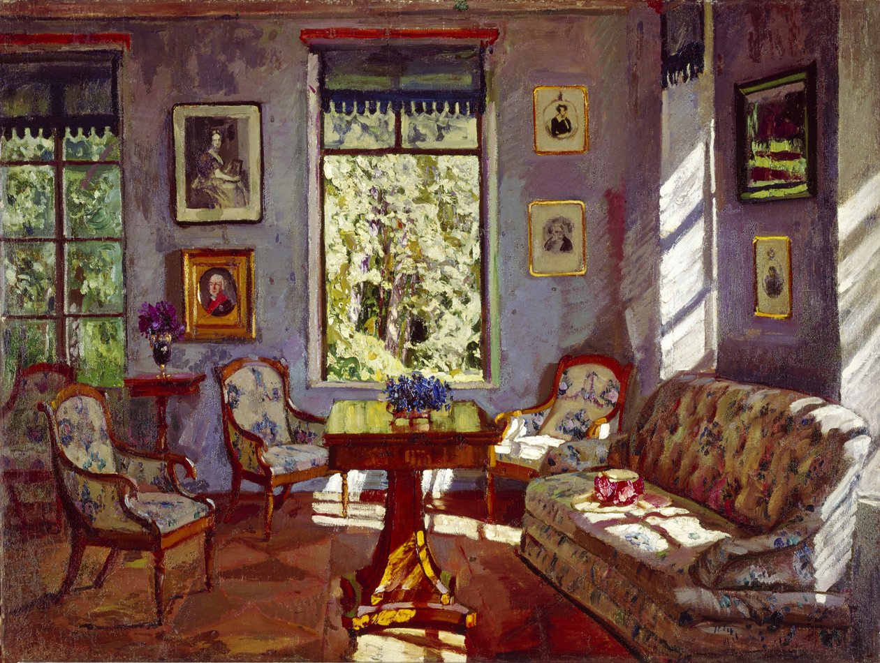 A nappali a Rozhdestveno kastélyban, 1916 alkotó: Stanislav Julianovic Zukovskij