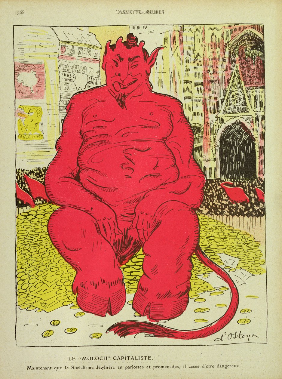 A kapitalista Moloch, LAssiette au Beurre-ből, 1910. augusztus 27 alkotó: Stanislav Ostoja Chrostovski